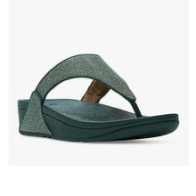 Load image into Gallery viewer, FITFLOP LULU SHIMMERGLITZ TOE POST SANDALS DEEP OCEAN