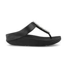 Load image into Gallery viewer, FITFLOP FINO PEARLS AND CRYSTAL TOE POST SANDAL BLACK