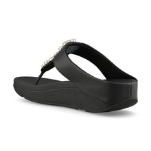 Load image into Gallery viewer, FITFLOP FINO PEARLS AND CRYSTAL TOE POST SANDAL BLACK