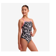 Load image into Gallery viewer, FUNKITA GIRLS FUR ELISE STRAPPED IN ONE BLACK/WHITE SWIMSUIT