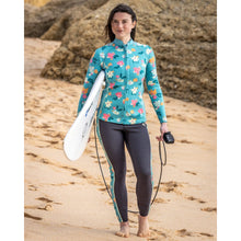 Load image into Gallery viewer, SALTROCK WOMENS SURFDAZE WETSUIT LEGGINGS DARK GREY FLORAL