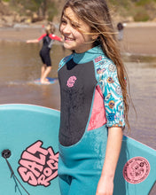 Load image into Gallery viewer, SALTROCK KIDS LUSH WAVES WETSUIT SHORTIE BLUE FLORAL