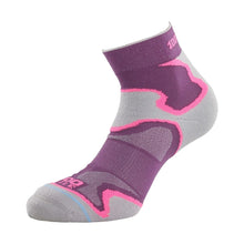 Load image into Gallery viewer, FUSION WOMENS DOUBLE LAYER ANKLET SOCK GREY/PURPLE 3.5-5