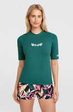 Load image into Gallery viewer, ONEILL WOMENS RASH VEST SKIN SHORT SLEEVE BOTANICAL HEAT