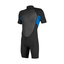 Load image into Gallery viewer, ONEILL MENS REACTOR-2 2MM BACK ZIP SHORTY WETSUIT BLACK/OCEAN (NS)