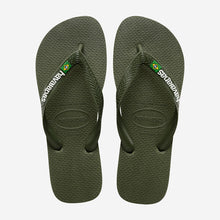 Load image into Gallery viewer, HAVAIANAS MENS FLIP FLOPS BRASIL LOGO GREEN OLIVE