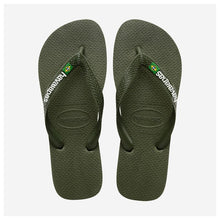 Load image into Gallery viewer, HAVAIANAS MENS FLIP FLOPS BRASIL LOGO GREEN OLIVE