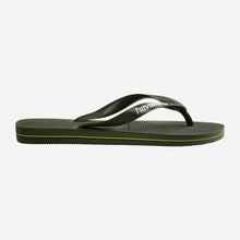 Load image into Gallery viewer, HAVAIANAS MENS FLIP FLOPS BRASIL LOGO GREEN OLIVE