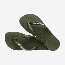 Load image into Gallery viewer, HAVAIANAS MENS FLIP FLOPS BRASIL LOGO GREEN OLIVE