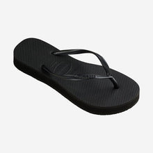 Load image into Gallery viewer, HAVAIANAS LADIES SLIM FLATFORM BLACK FLIP FLOPS