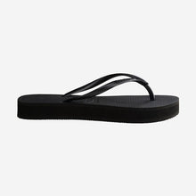 Load image into Gallery viewer, HAVAIANAS LADIES SLIM FLATFORM BLACK FLIP FLOPS