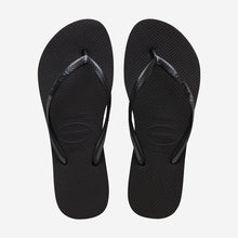 Load image into Gallery viewer, HAVAIANAS LADIES SLIM FLATFORM BLACK FLIP FLOPS