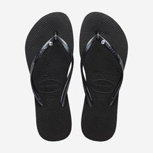 Load image into Gallery viewer, HAVAIANAS LADIES SLIM CRYSTAL SW II BLACK FLIP FLOPS