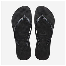 Load image into Gallery viewer, HAVAIANAS LADIES SLIM CRYSTAL SW II BLACK FLIP FLOPS