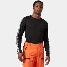 Load image into Gallery viewer, HELLY HANSEN MENS LIFA ACTIVE STRIPE CREW BASE LAYER BLACK