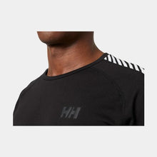 Load image into Gallery viewer, HELLY HANSEN MENS LIFA ACTIVE STRIPE CREW BASE LAYER BLACK