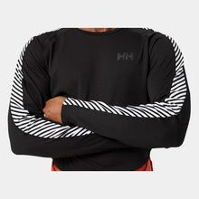 Load image into Gallery viewer, HELLY HANSEN MENS LIFA ACTIVE STRIPE CREW BASE LAYER BLACK