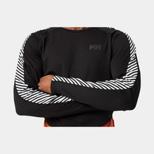 Load image into Gallery viewer, HELLY HANSEN MENS LIFA ACTIVE STRIPE CREW BASE LAYER BLACK