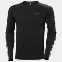 Load image into Gallery viewer, HELLY HANSEN MENS LIFA ACTIVE STRIPE CREW BASE LAYER BLACK