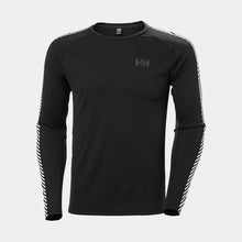 Load image into Gallery viewer, HELLY HANSEN MENS LIFA ACTIVE STRIPE CREW BASE LAYER BLACK