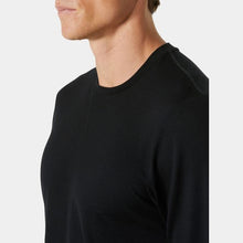 Load image into Gallery viewer, HELLY HANSEN MENS MERINO CREW BASE LAYER BLACK