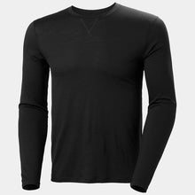 Load image into Gallery viewer, HELLY HANSEN MENS MERINO CREW BASE LAYER BLACK