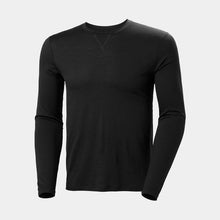 Load image into Gallery viewer, HELLY HANSEN MENS MERINO CREW BASE LAYER BLACK