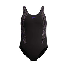 Load image into Gallery viewer, SPEEDO GIRLS HYPERBOOM SPLICE MUSCLE BACK ONE PIECE BLACK/ORANGE