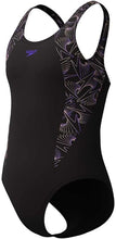 Load image into Gallery viewer, SPEEDO GIRLS HYPERBOOM SPLICE MUSCLE BACK ONE PIECE BLACK/ORANGE
