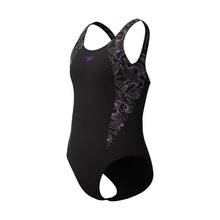 Load image into Gallery viewer, SPEEDO GIRLS HYPERBOOM SPLICE MUSCLE BACK ONE PIECE BLACK/ORANGE