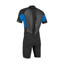 Load image into Gallery viewer, ONEILL MENS REACTOR-2 2MM BACK ZIP SHORTY WETSUIT BLACK/OCEAN (NS)