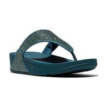 Load image into Gallery viewer, FITFLOP LULU SHIMMERGLITZ TOE POST SANDALS DEEP OCEAN