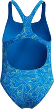 Load image into Gallery viewer, SPEEDO GIRLS HYPERBOOM ALLOVER PRINT MEDALIST ONE PIECE COSTUME BLUE