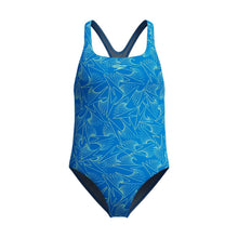 Load image into Gallery viewer, SPEEDO GIRLS HYPERBOOM ALLOVER PRINT MEDALIST ONE PIECE COSTUME BLUE