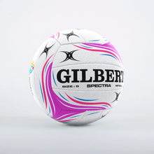 Load image into Gallery viewer, GILBERT SPECTRA MATCH NETBALL BALL WHITE/PURPLE SIZE 5