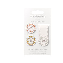 Load image into Gallery viewer, SURPRIZESHOP GOLF ANYWHERE CLIP MARKER SET WHITE METALIC CRYSTAL FLOWER