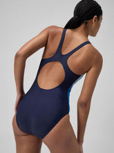 Load image into Gallery viewer, SPEEDO WOMENS COLOUR BLOCK 2.0 ONE PIECE SWIMSUIT BLUE/NAVY