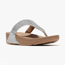 Load image into Gallery viewer, FITFLOP LULU CRYSTAL EMBELLISHED TOE POST SANDALS STEELED SILVER