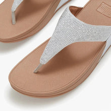 Load image into Gallery viewer, FITFLOP LULU CRYSTAL EMBELLISHED TOE POST SANDALS STEELED SILVER