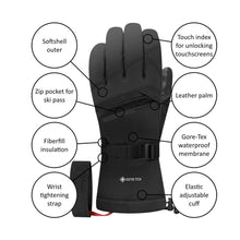Load image into Gallery viewer, RACER MENS GRAVEN7 GORE-TEX SKI GLOVE BLACK