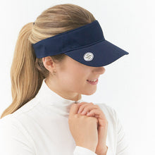 Load image into Gallery viewer, LADIES SURPRIZESHOP ADJUSTABLE VELCRO VISOR WITH BALL MARKER NAVY