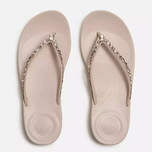 Load image into Gallery viewer, FITFLOP IQUISHION MULTI CRYSTAL ERGONOMIC FLIP FLOP NUDE ROSE