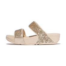 Load image into Gallery viewer, FITFLOP LULU MULTI-TONAL GLITTER SLIDES PLATINO/SILVER