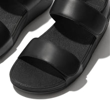 Load image into Gallery viewer, FITFLOP LULU ADJUSTABLE LEATHER BACK STRAP SANDALS BLACK