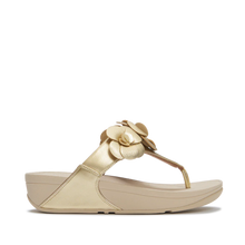 Load image into Gallery viewer, FITFLOP LULU FLOWER TOE POST SANDALS PLATINO
