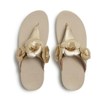 Load image into Gallery viewer, FITFLOP LULU FLOWER TOE POST SANDALS PLATINO