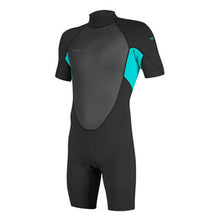 Load image into Gallery viewer, ONEILL KIDS REACTOR-2 2MM SHORTY WESTUIT BLACK/AQUA