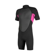 Load image into Gallery viewer, ONEILL KIDS REACTOR-2 2MM SHORTY WETSUIT BLACK/BERRY