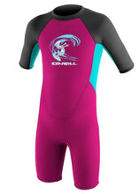 Load image into Gallery viewer, ONEILL TODDLER GIRLS REACTOR 2 2MM SHORTY WETSUIT BERRY