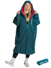 Load image into Gallery viewer, TWO BARE FEET ADULT WEATHERPROOF CHANGING ROBE SEA-GREEN/RASPBERRY